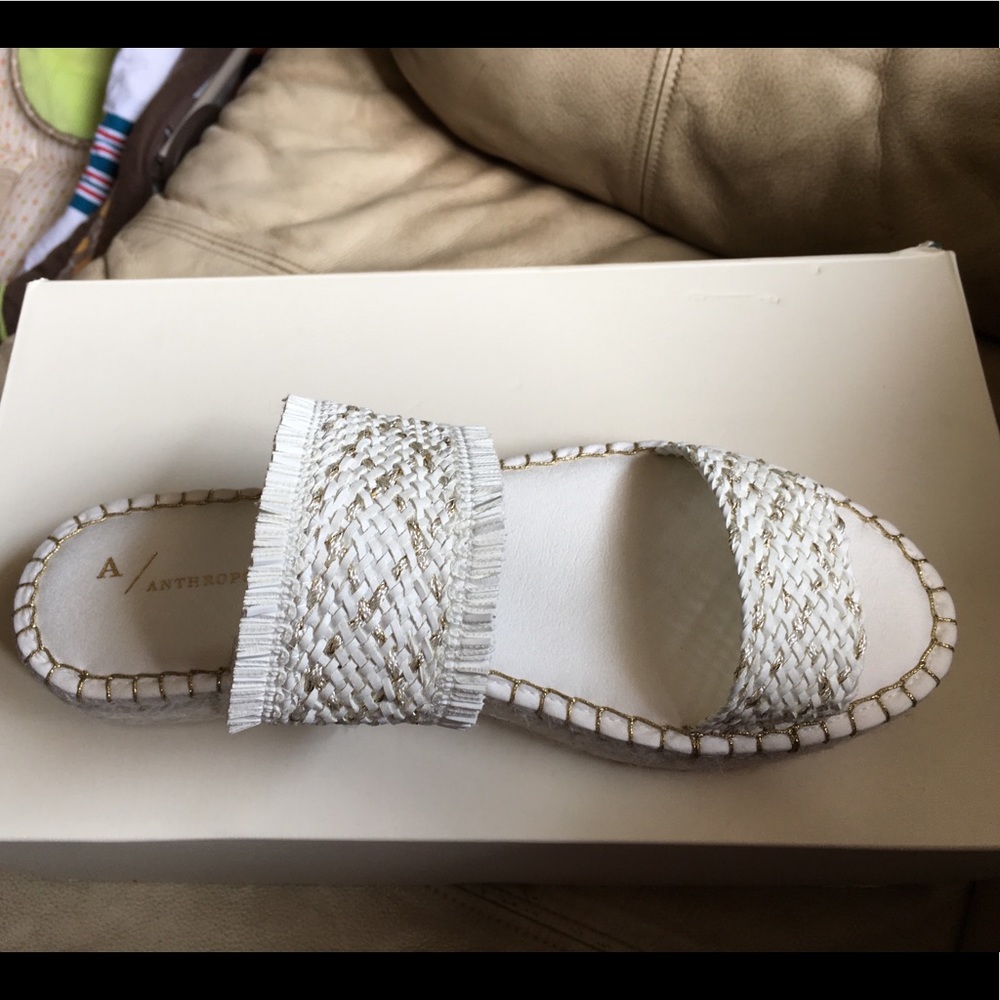 Anthropologie Fray white sandals NWT